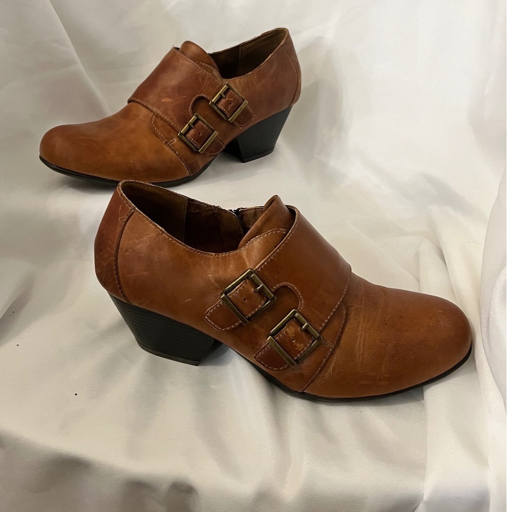 b.o.c. Born Concept Tan Leather Monk Strap Double Buckle Shooties 10M CATE17
